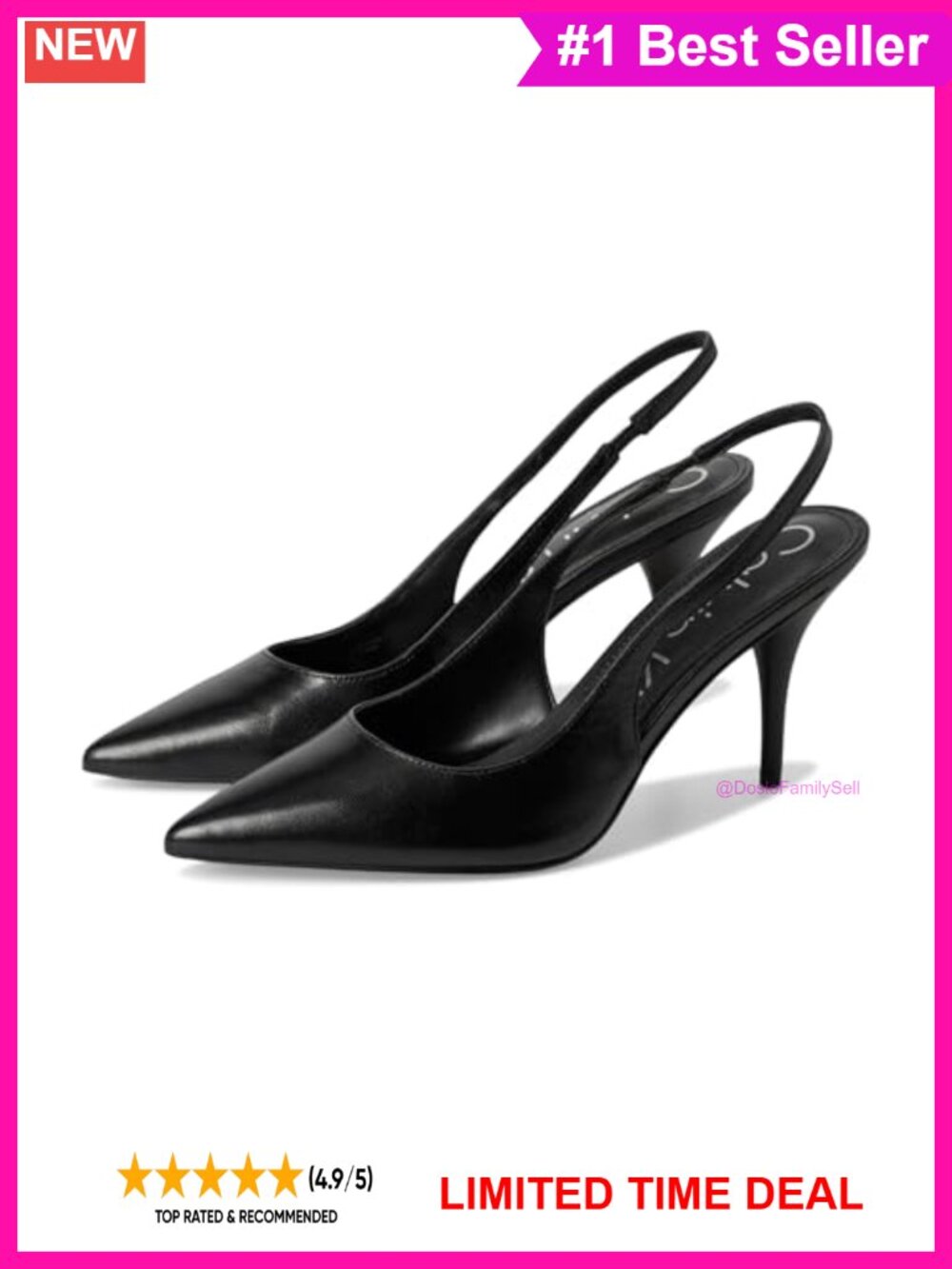 Pointed Toe Stiletto Heel Slingback Dress Pumps Leather